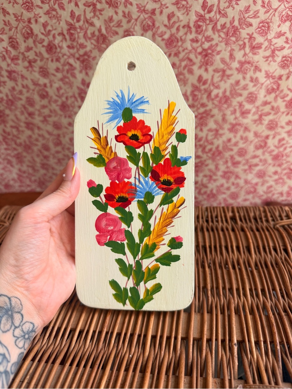 Vintage Hand Painted 70s Wall Art Wood